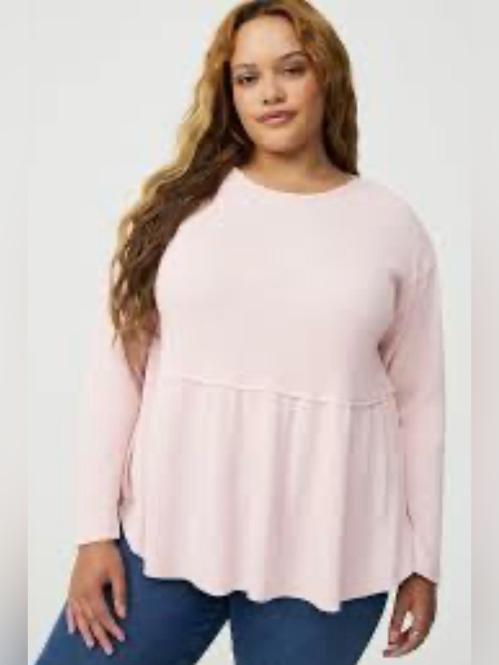 New Torrid soft pink thermal knit babydoll top